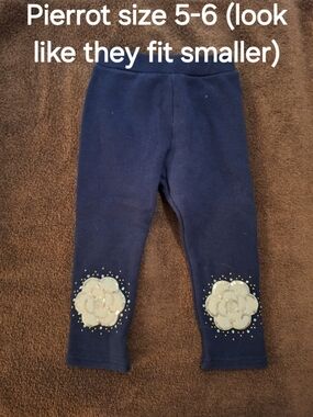 Girls' Black Leggings with Sequin Flower Knees